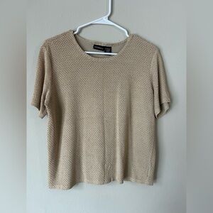 Vintage 90s George Textured Tan Short Sleeve Blouse